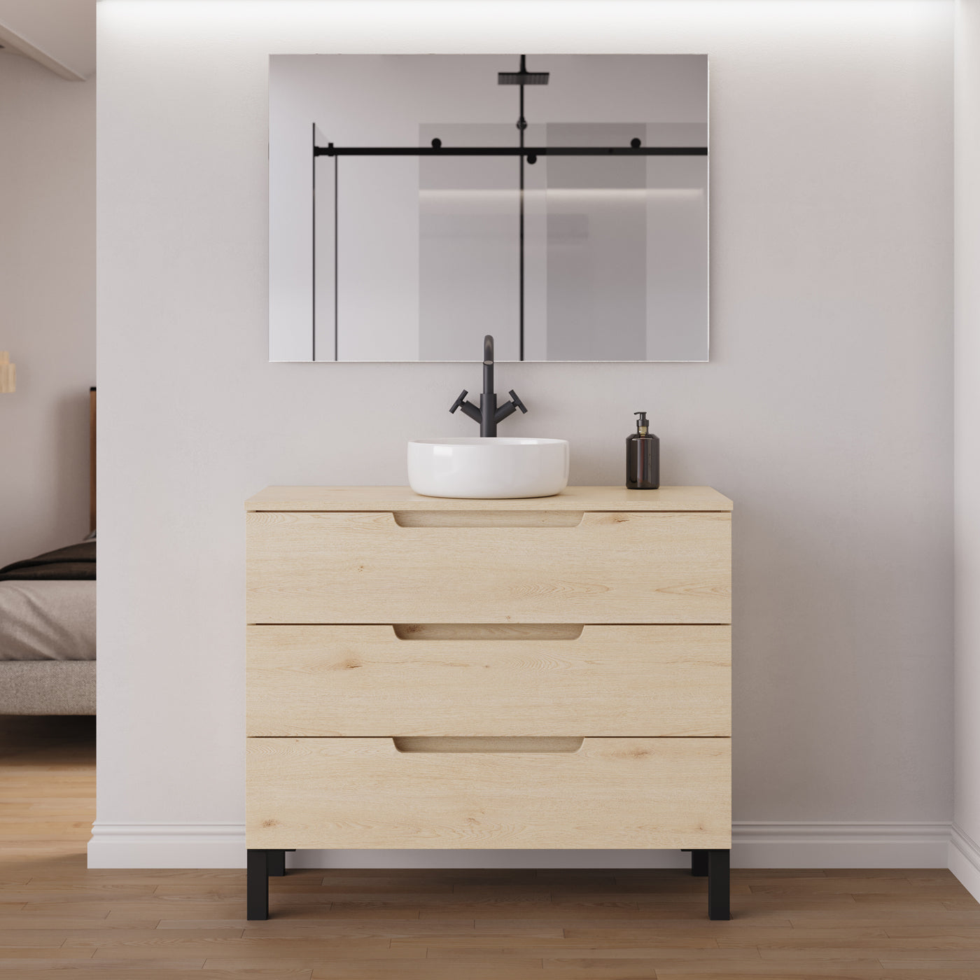 Meuble salle de bain RIZA 100cm calima vasque ares miroir