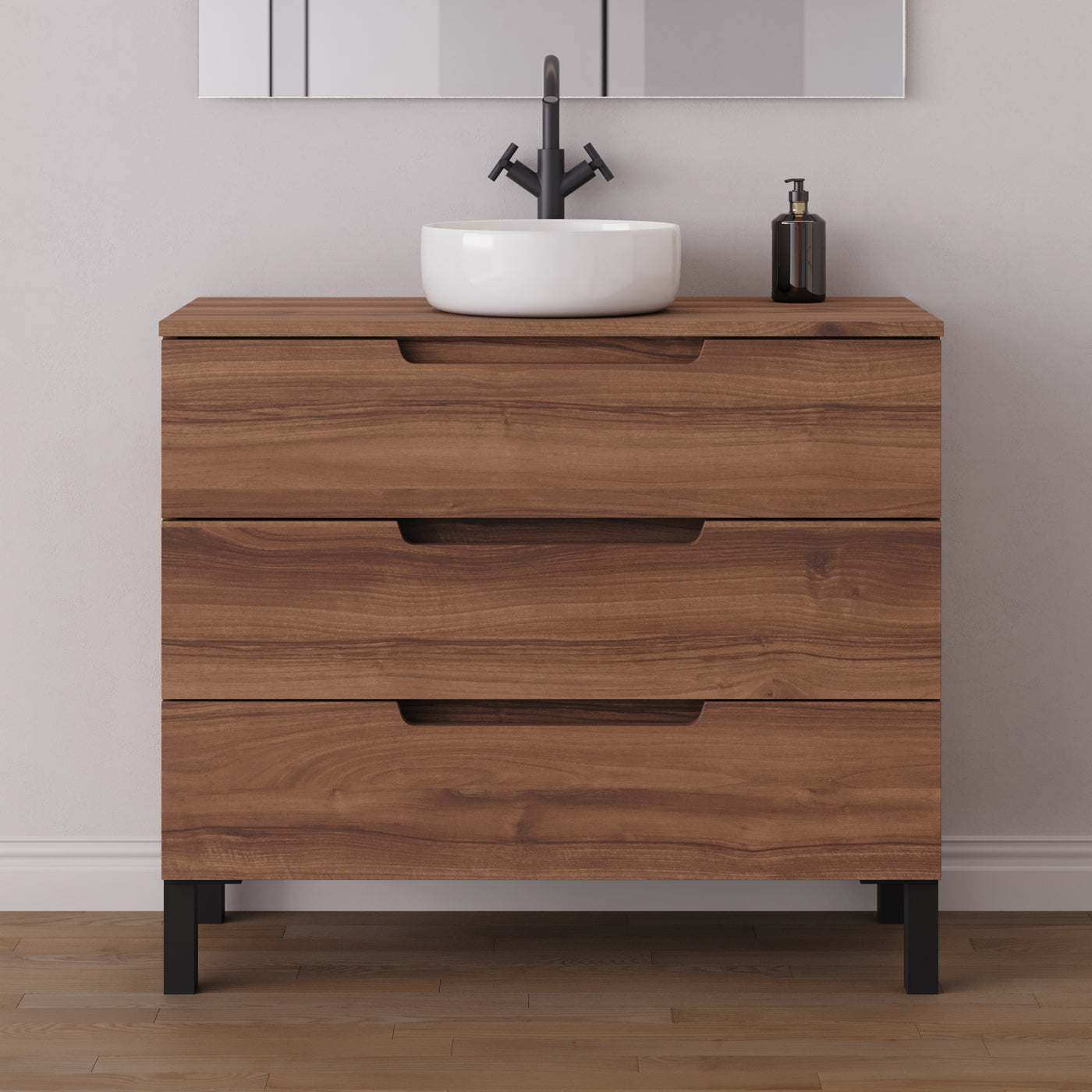 Meuble salle de bain RIZA 100cm noyer vasque ares