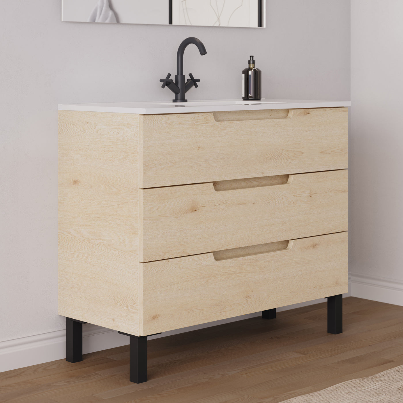 Meuble salle de bain RIZA 100cm calima vue profil