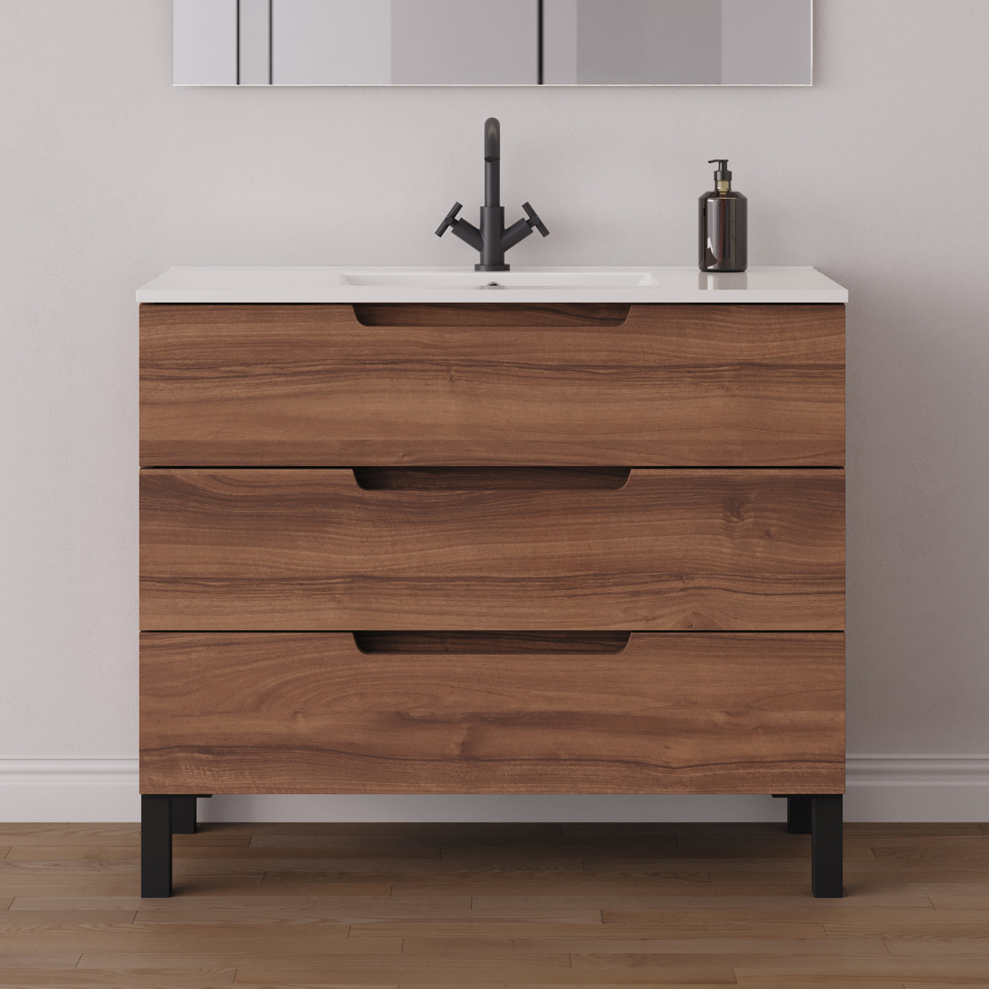 Meuble salle de bain RIZA 100cm noyer