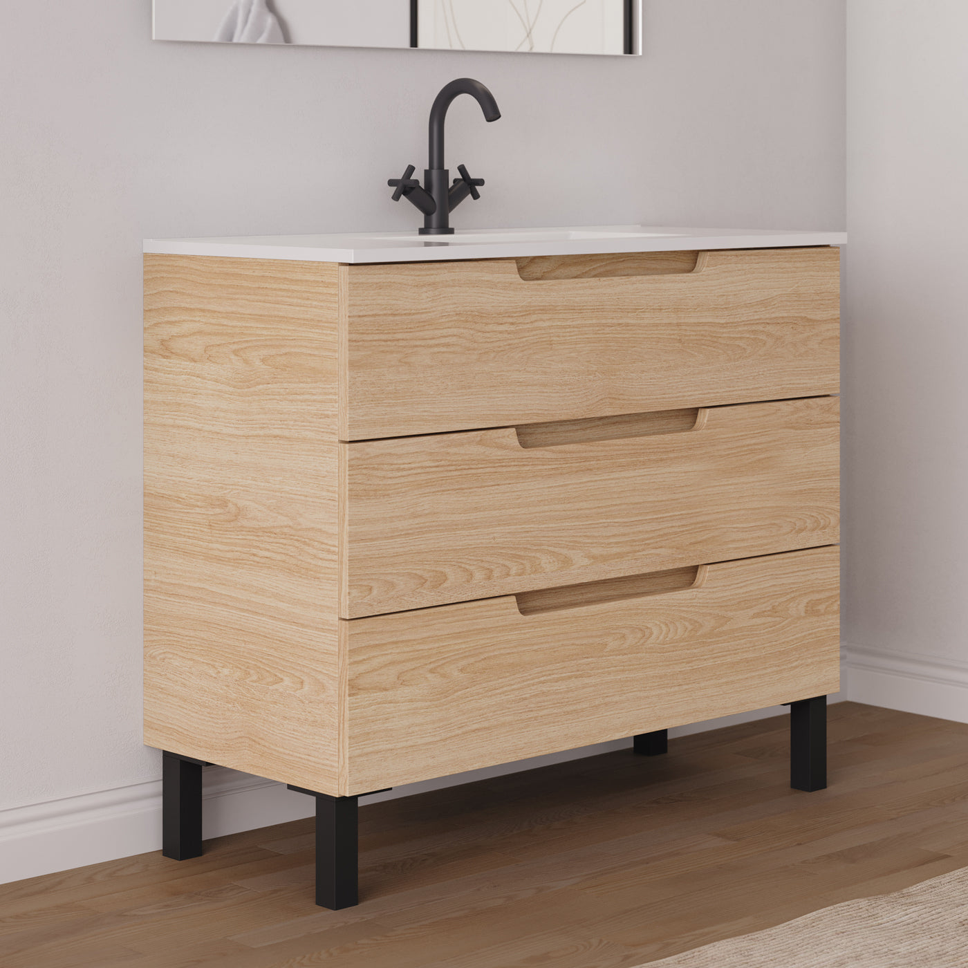 Meuble salle de bain RIZA 100cm roble era vue profil