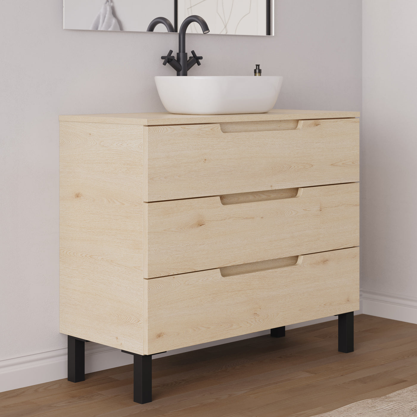 Meuble salle de bain RIZA 100cm calima vasque zeus vue profil