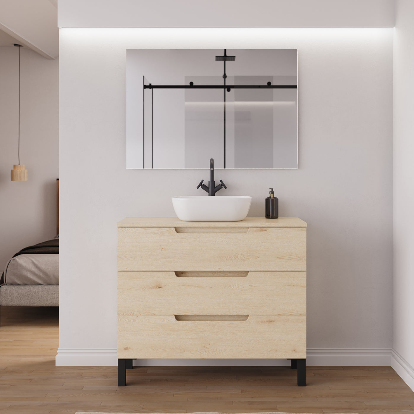 Ambiance meuble salle de bain RIZA 100cm calima vasque zeus