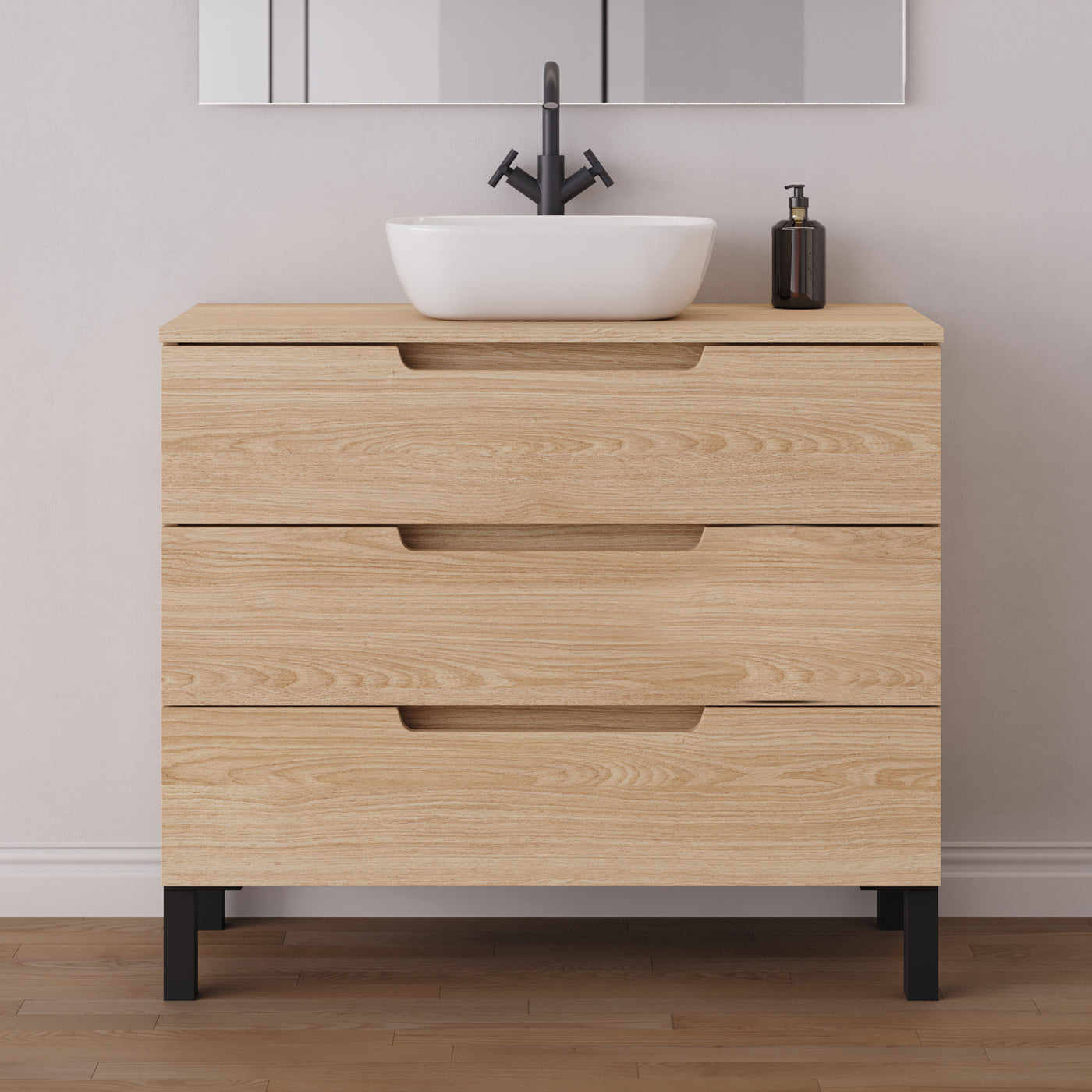 Meuble salle de bain RIZA 100cm roble era vasque zeus