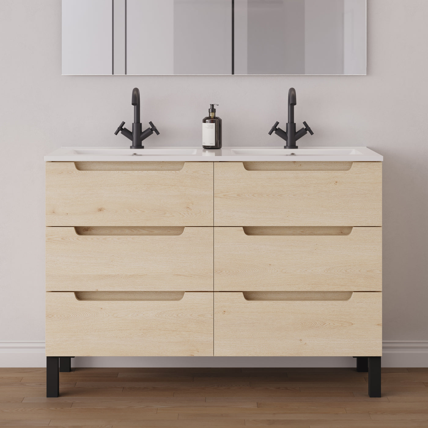 Meuble salle de bain RIZA 120cm 6 tiroirs calima double vasque