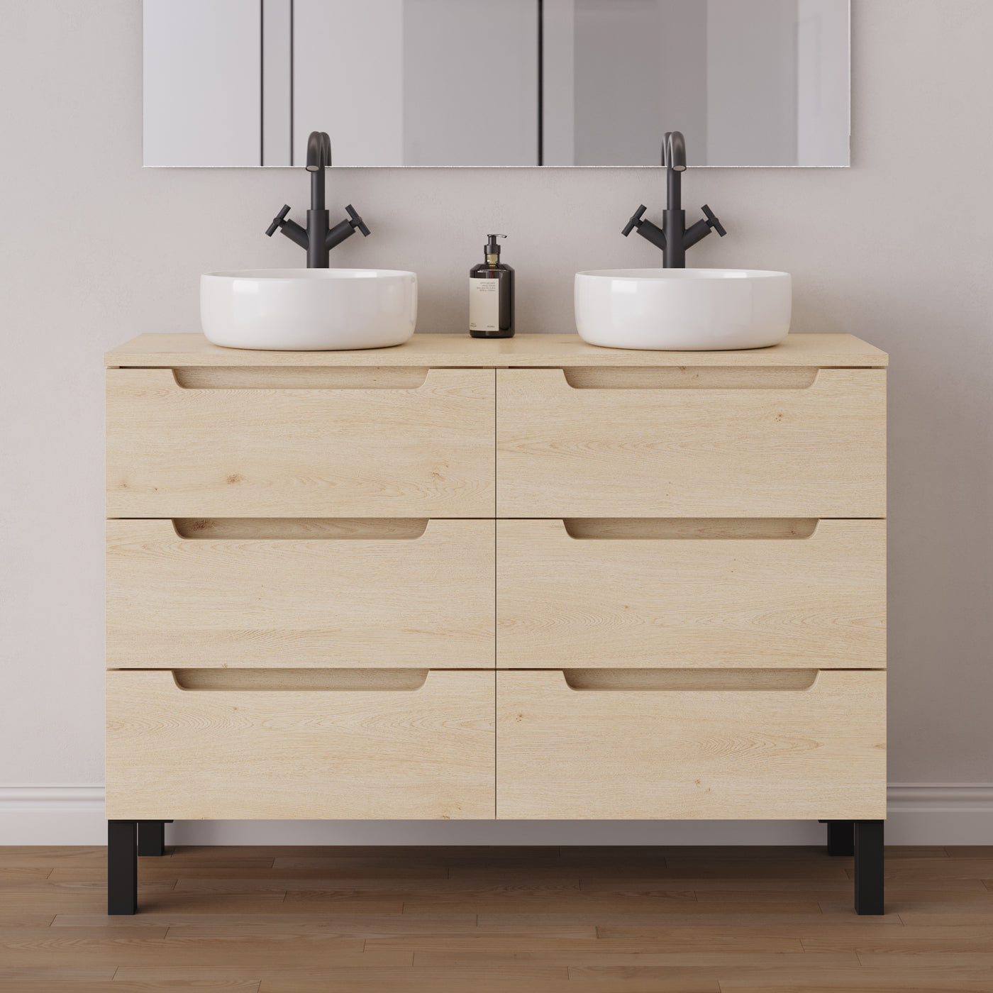 Meuble salle de bain RIZA 120cm 6 tiroirs calima double vasque ares