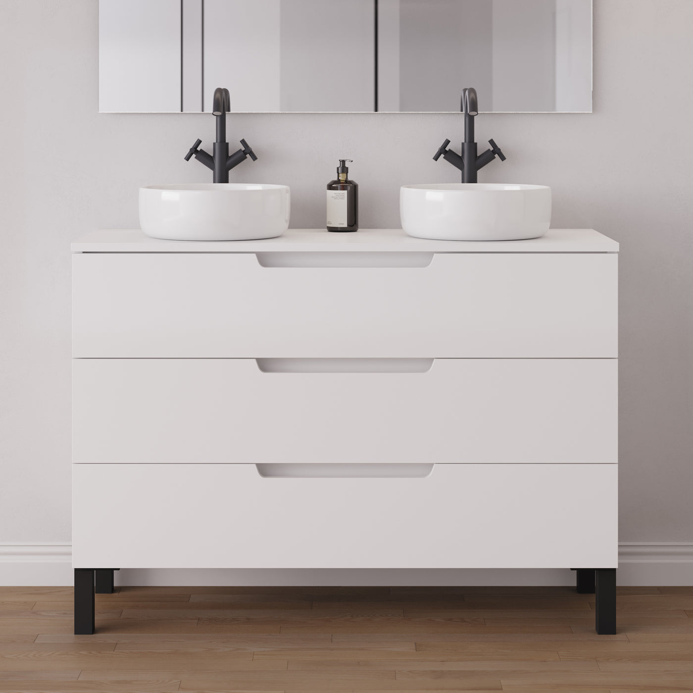 Meuble salle de bain RIZA 120cm blanc double vasque ares