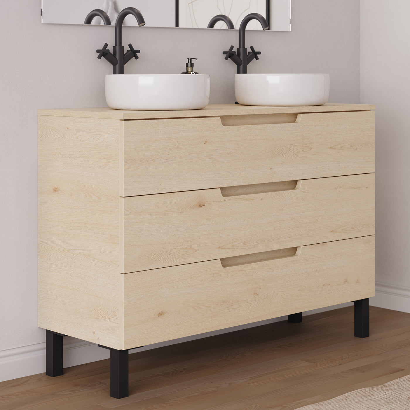 Meuble salle de bain RIZA 120cm calima double vasque ares vue profil
