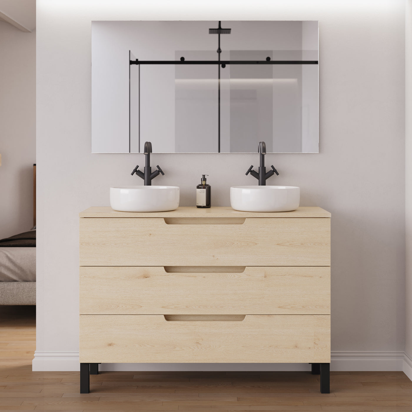 Meuble salle de bain RIZA 120cm calima double vasque ares miroir