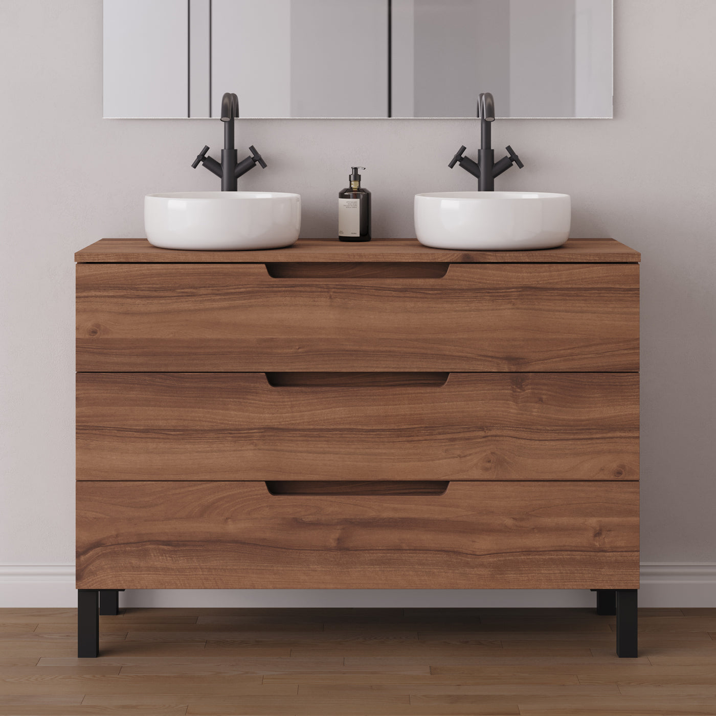 Meuble salle de bain RIZA 120cm noyer double vasque ares