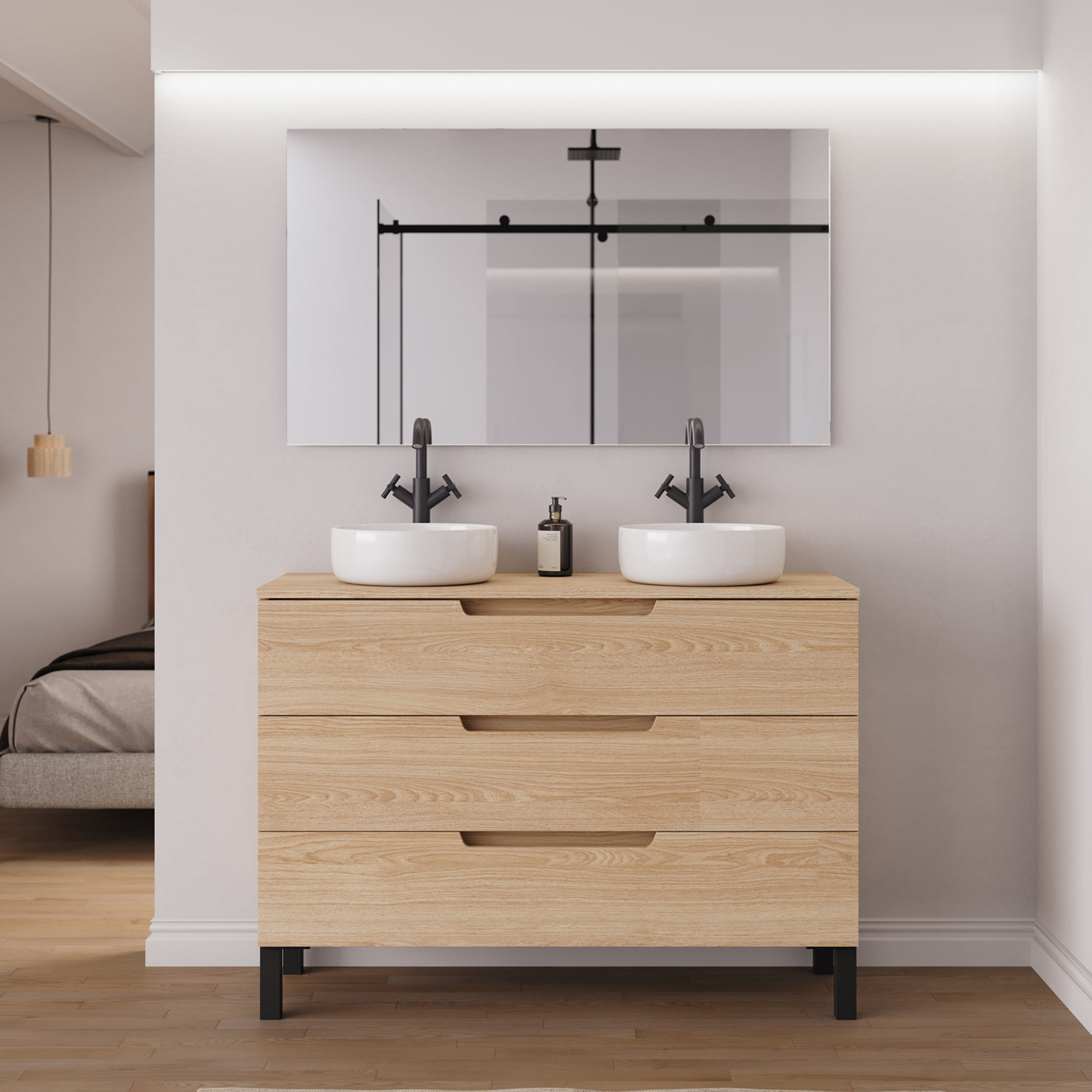 Ambiance Meuble salle de bain RIZA 120cm roble era double vasque ares