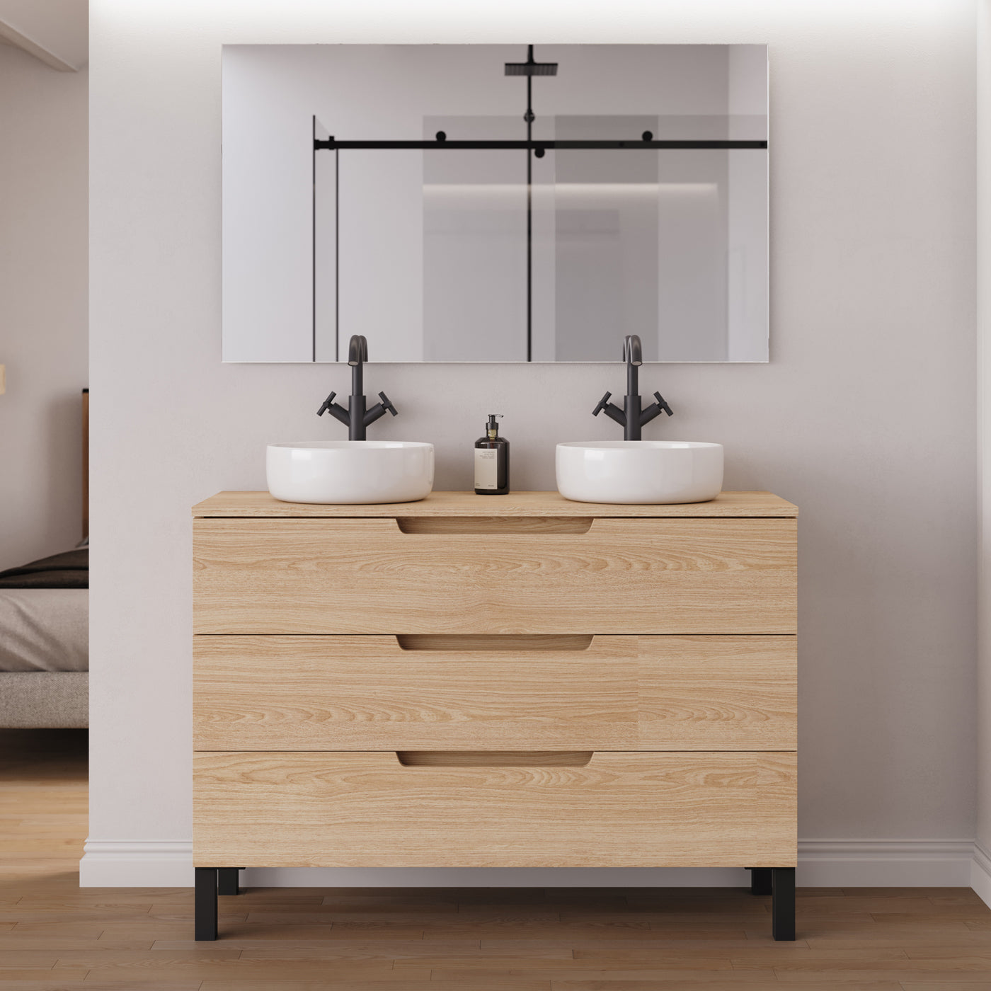 Meuble salle de bain RIZA 120cm roble era double vasque ares miroir