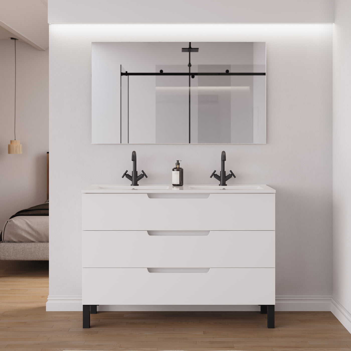 Ambiance Meuble salle de bain RIZA 120cm blanc double vasque