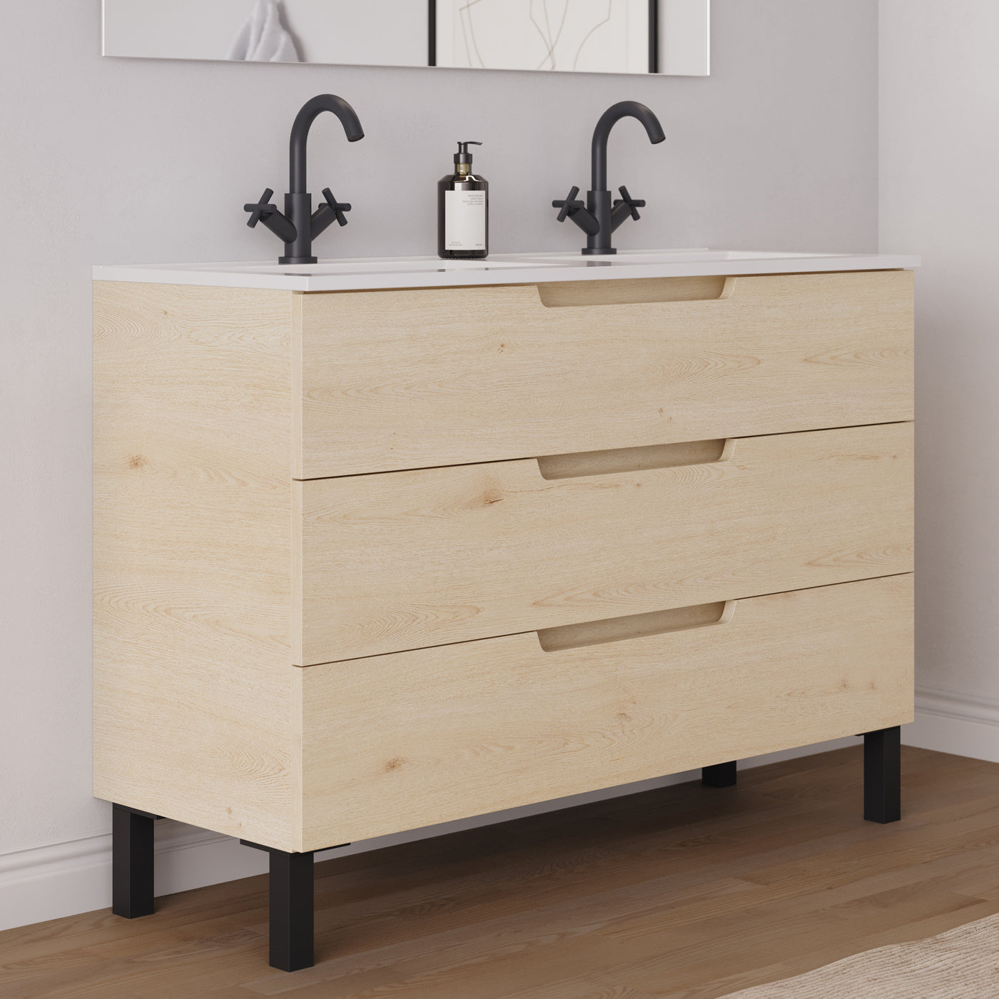 Meuble salle de bain RIZA 120cm  calima double vasque vue profil