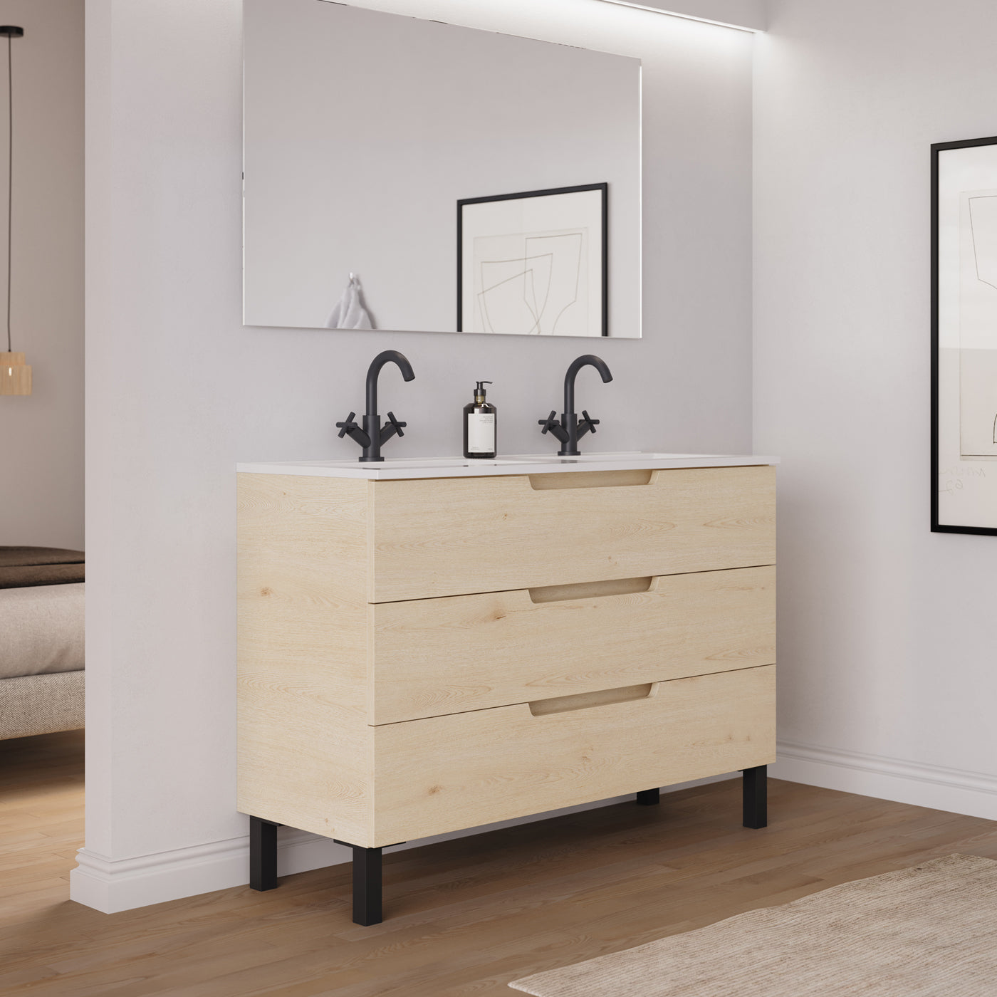 Ambiance Meuble salle de bain RIZA 120cm calima double vasque vue profil