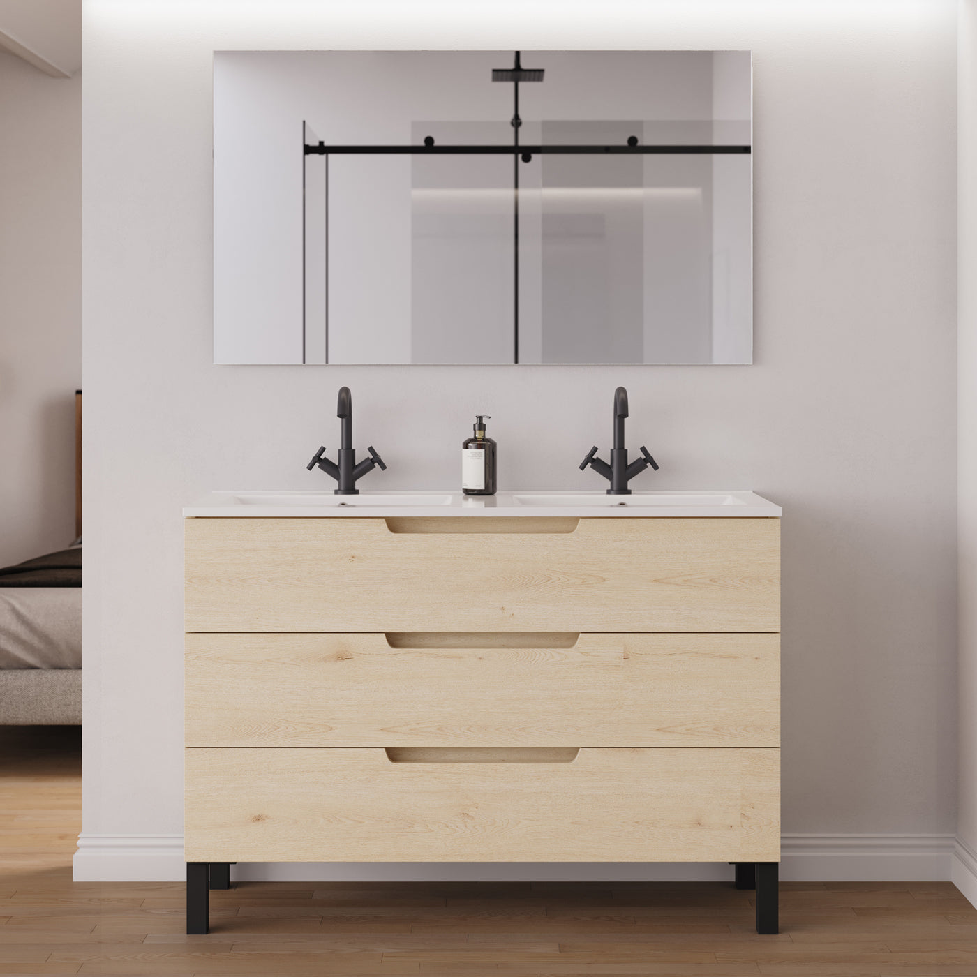 Meuble salle de bain RIZA 120cm calima double vasque miroir