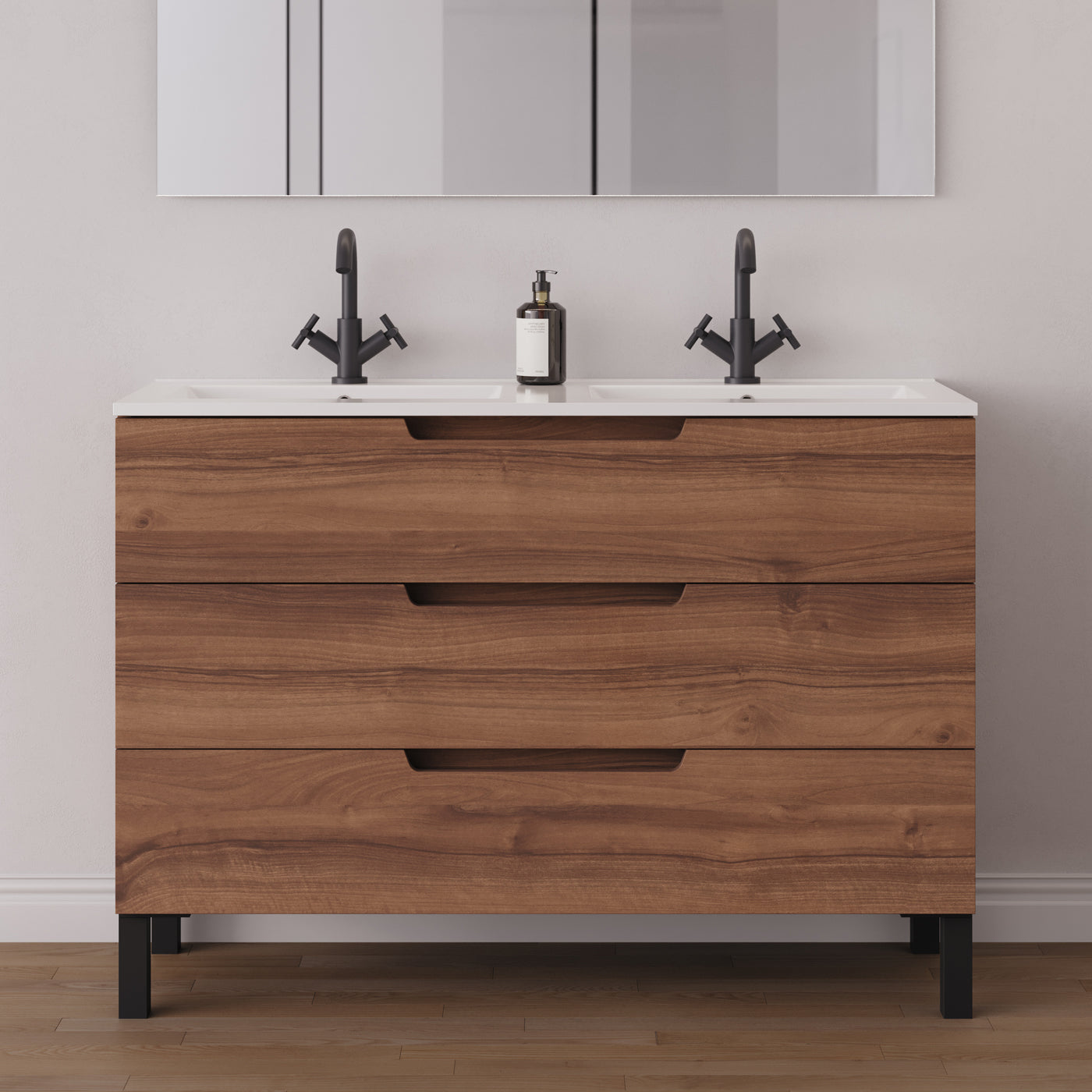 Meuble salle de bain RIZA 120cm noyer double vasque