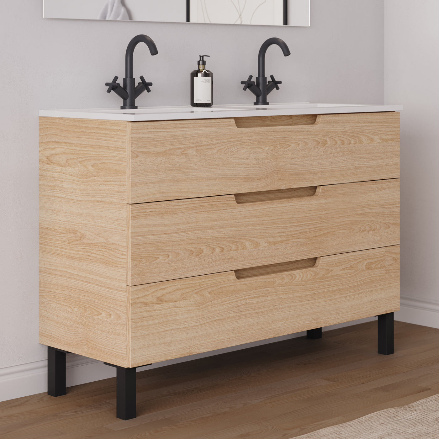 Meuble salle de bain RIZA 120cm  roble era double vasque vue profil