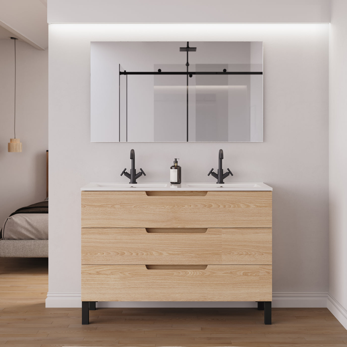 Ambiance Meuble salle de bain RIZA 120cm roble era double vasque