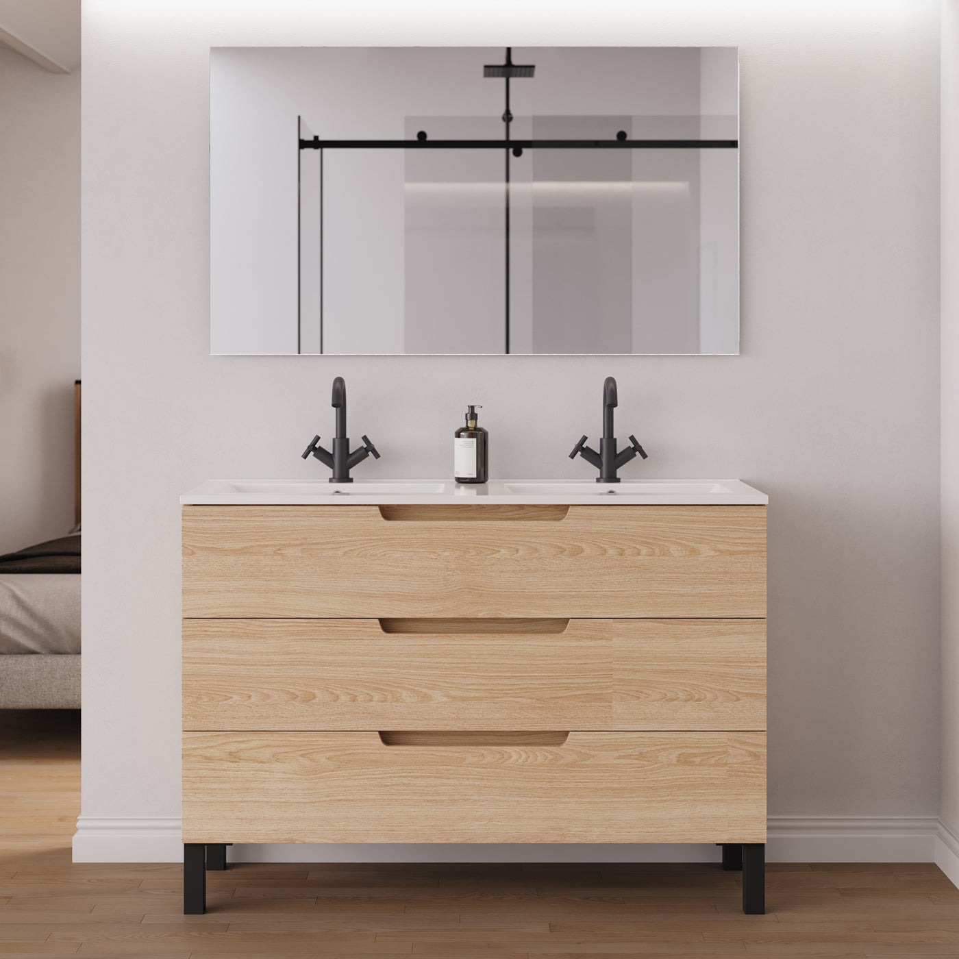 Meuble salle de bain RIZA 120cm roble era double vasque miroir