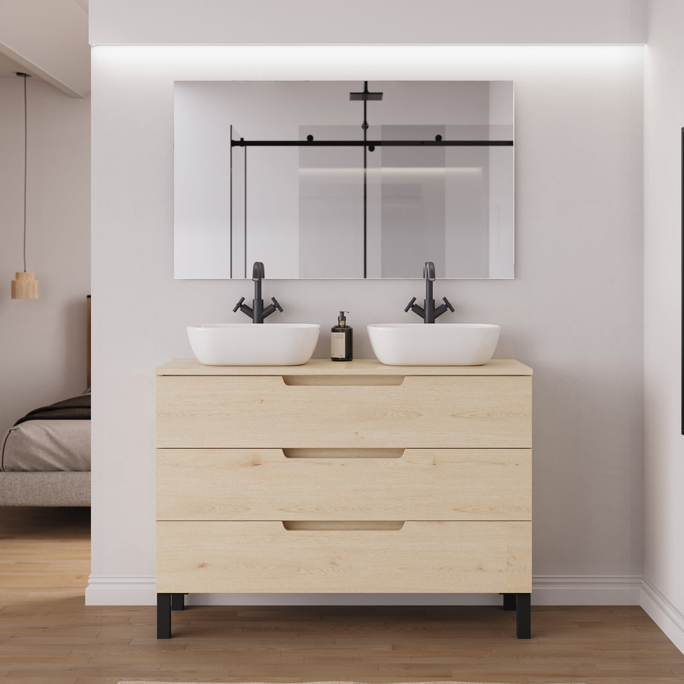 Ambiance Meuble salle de bain RIZA 120cm calima double vasque zeus