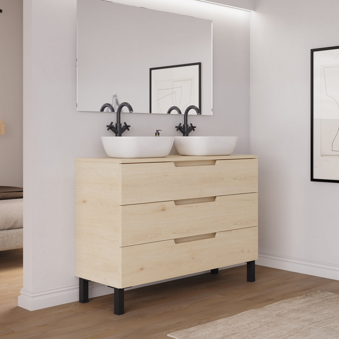 Ambiance Meuble salle de bain RIZA 120cm calima double vasque zeus vue profil
