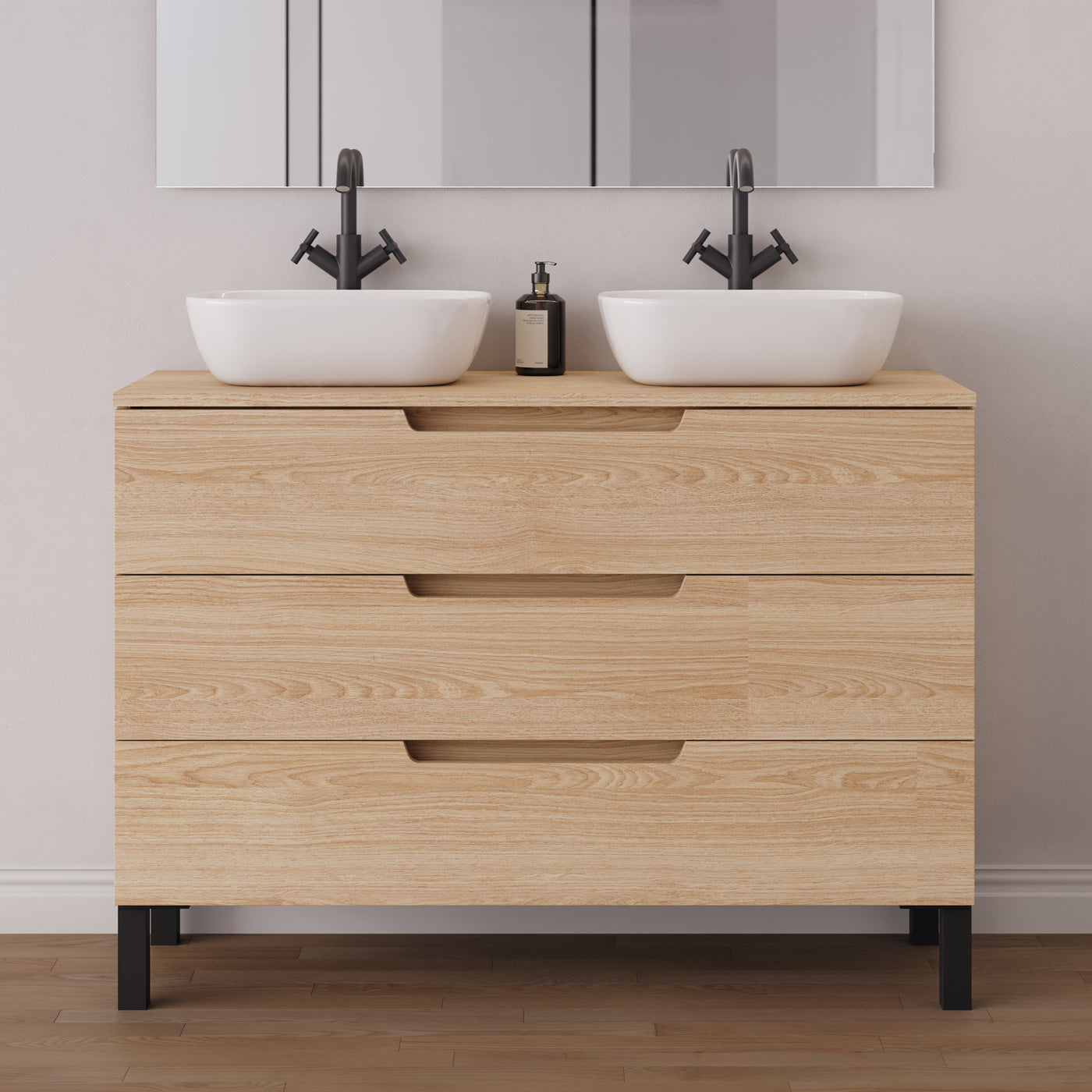 Meuble salle de bain RIZA 120cm roble era double vasque zeus