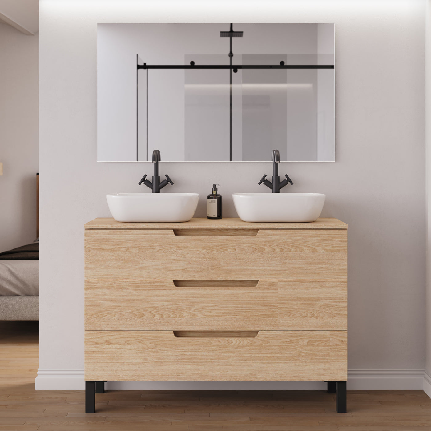 Meuble salle de bain RIZA 120cm roble era double vasque zeus miroir