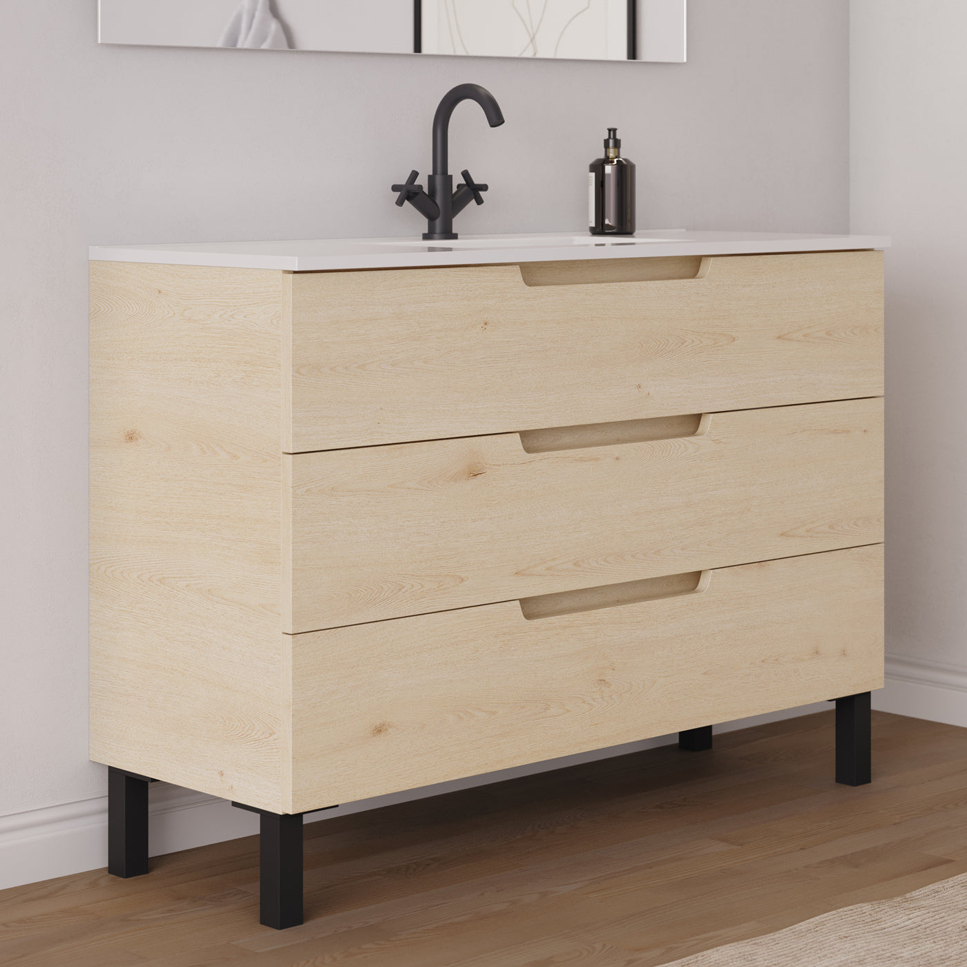 Meuble salle de bain RIZA 120cm calima vue profil