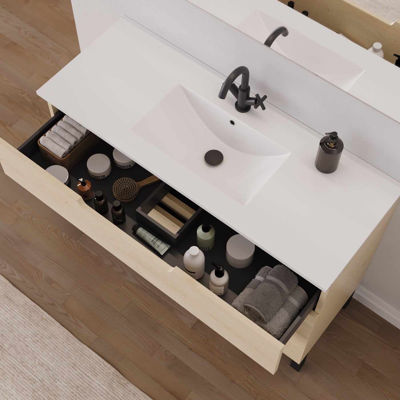 Meuble salle de bain RIZA 120cm calima vue dessus