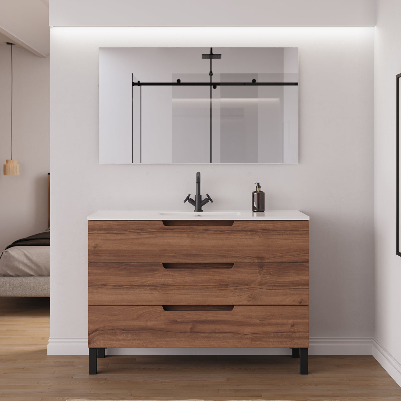 Ensemble Meuble salle de bain RIZA 120cm noyer