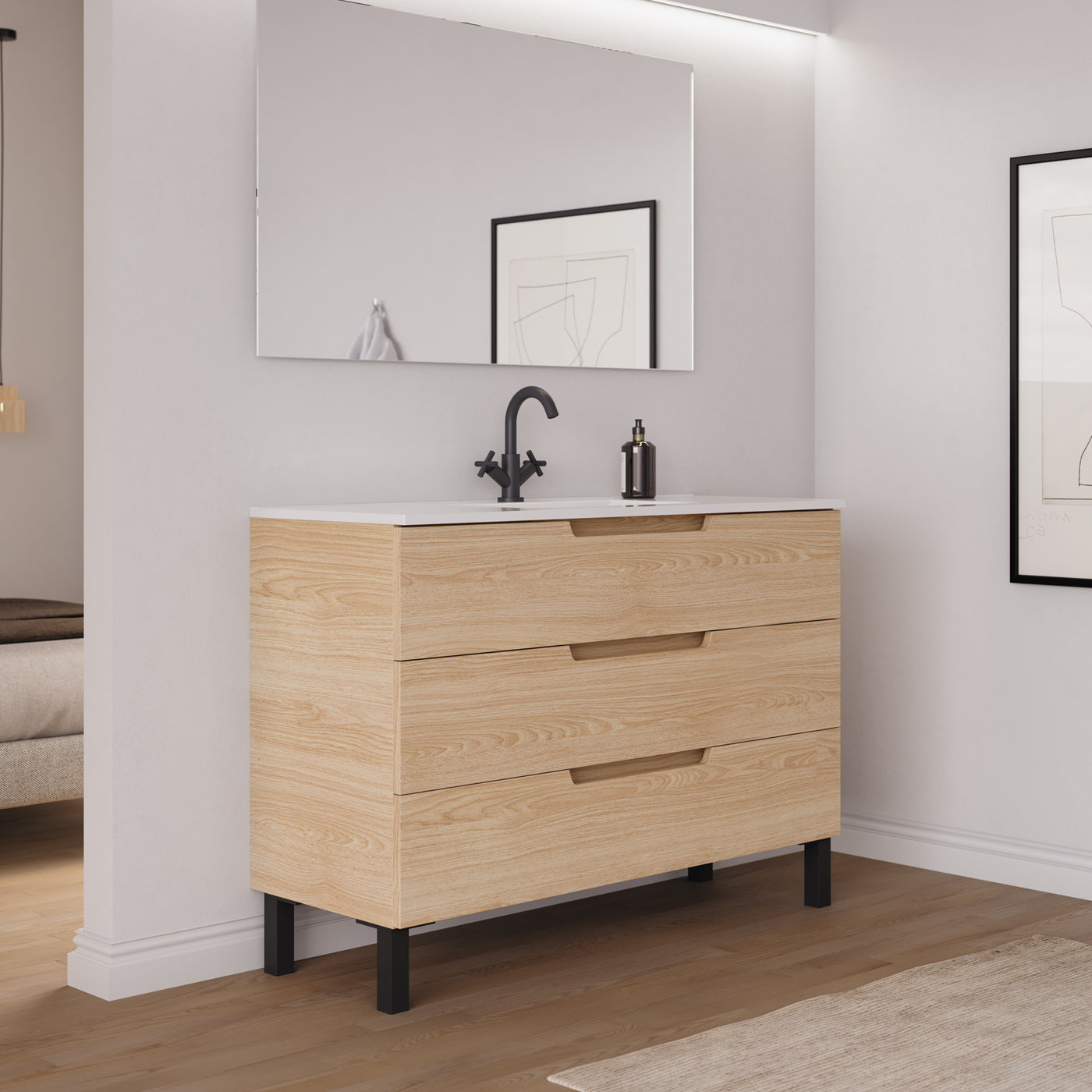 Ensemble Meuble salle de bain RIZA 120cm roble era vue profil