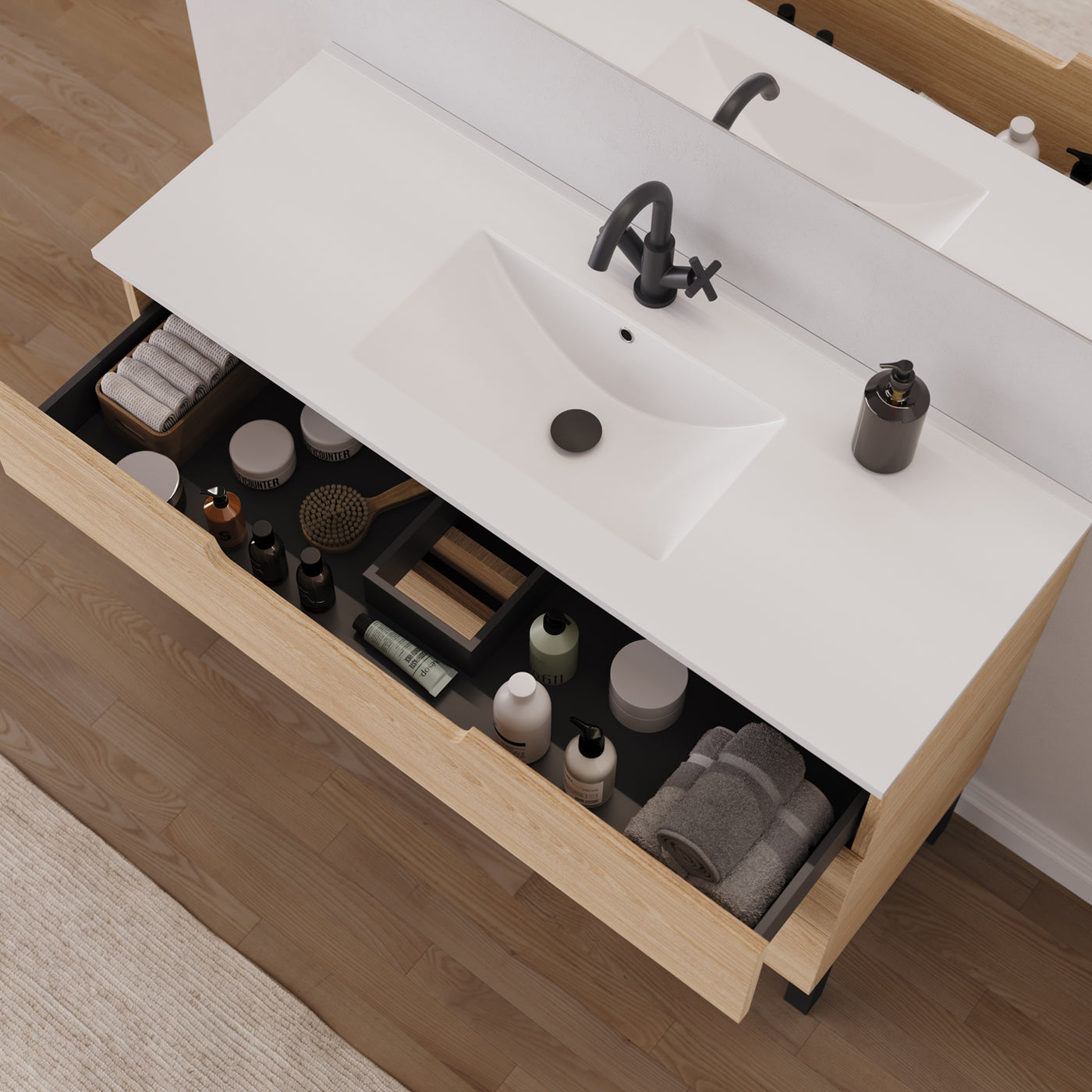 Meuble salle de bain RIZA 120cm roble era vue dessus