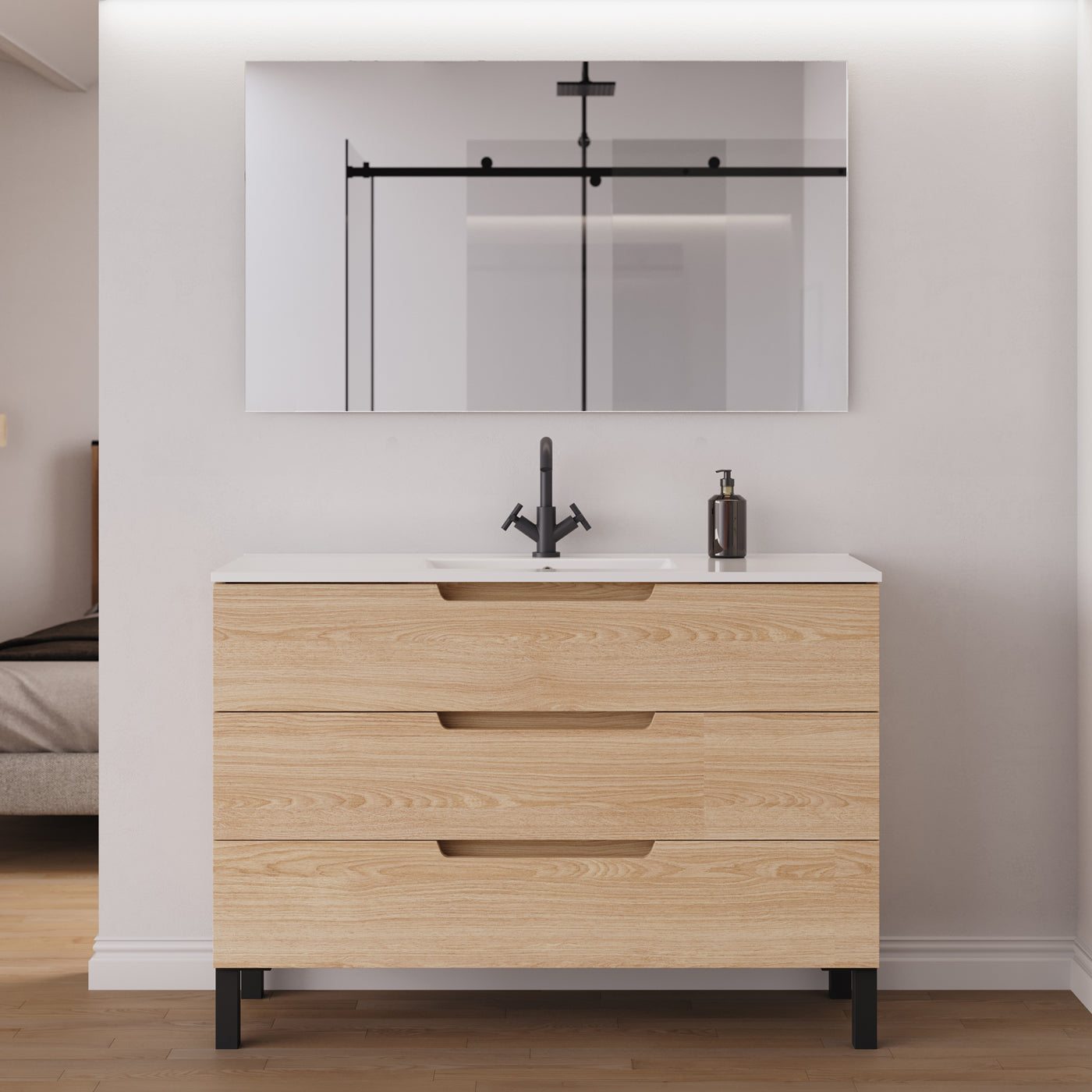 Meuble salle de bain RIZA 120cm roble era miroir