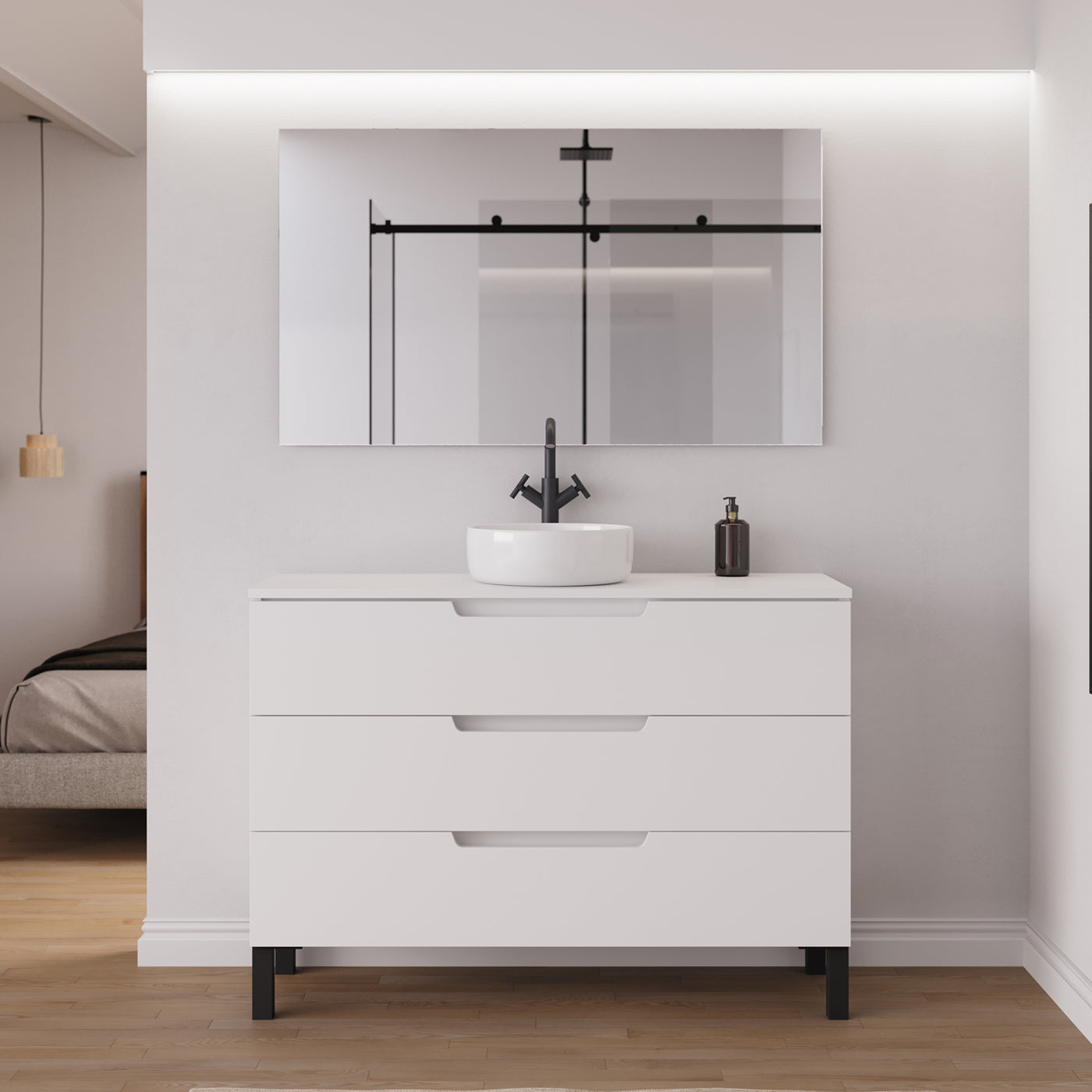 Ambiance meuble salle de bain RIZA 120cm blanc vasque ares