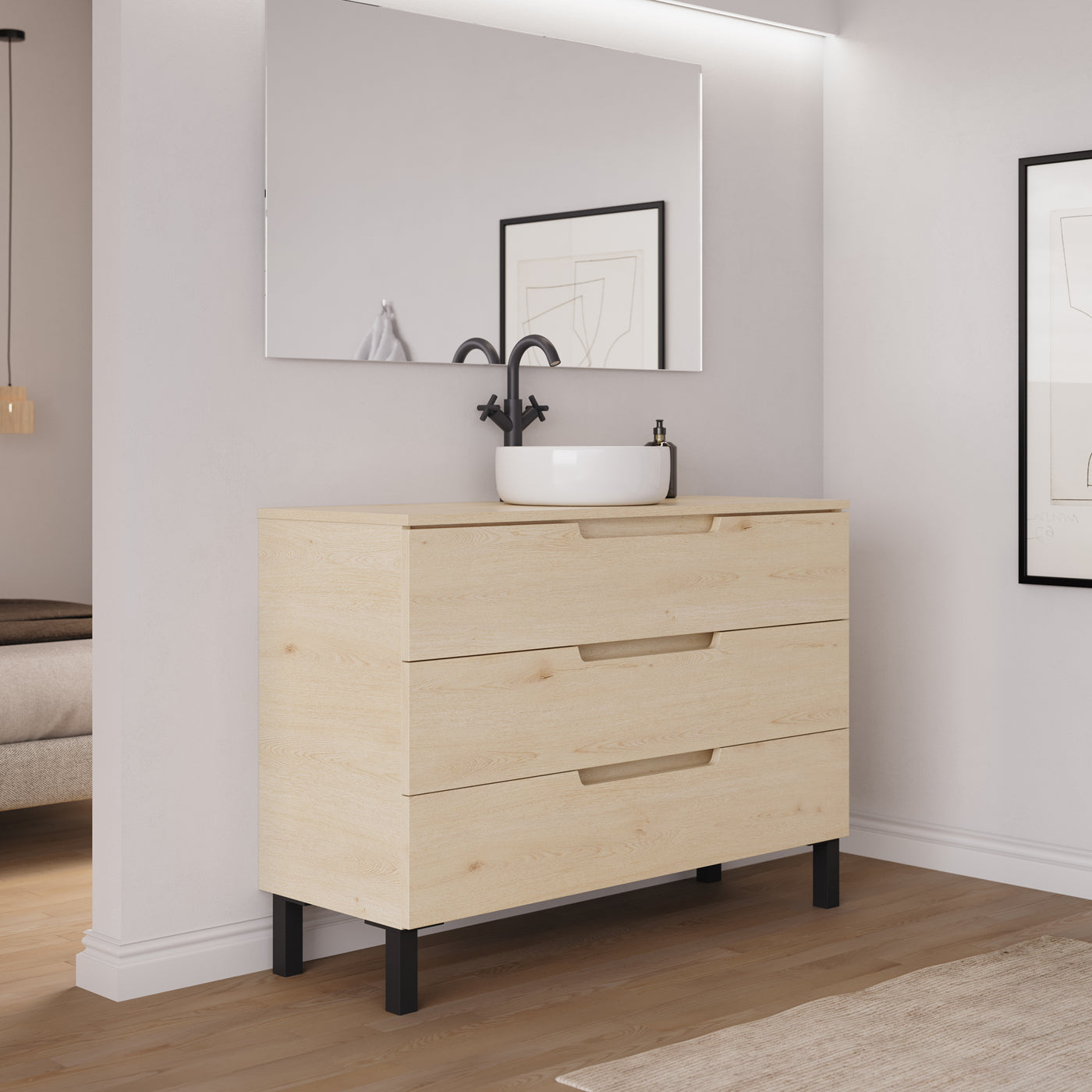 Ambiance meuble salle de bain RIZA 120cm calima vasque ares vue profil