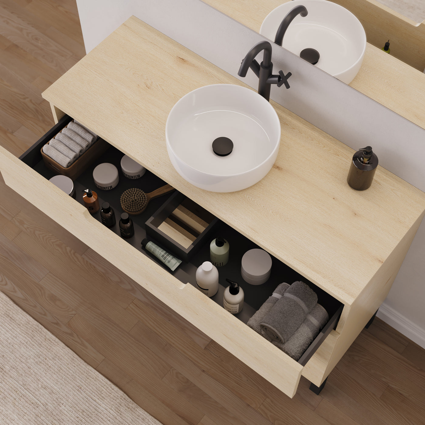 Meuble salle de bain RIZA 120cm calima vasque ares vue dessus