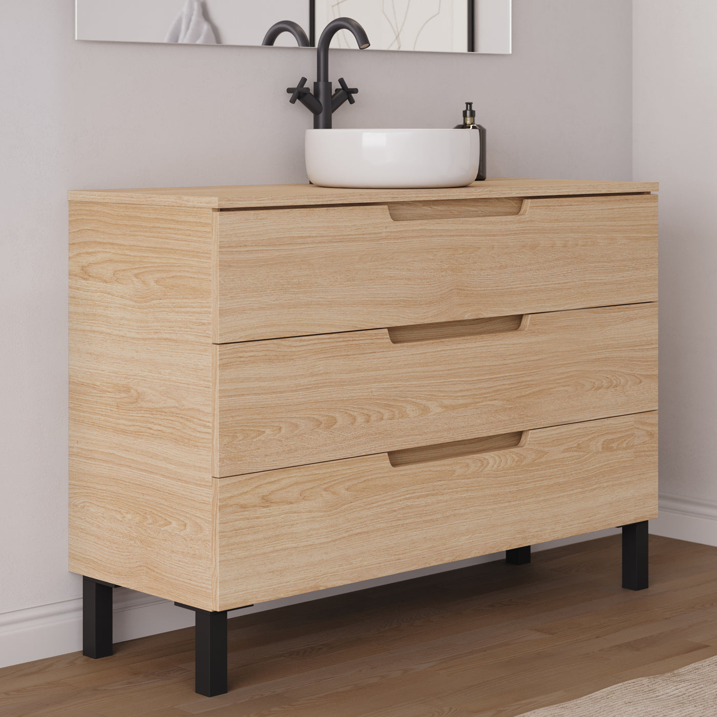 Meuble salle de bain RIZA 120cm roble era vasque ares vue profil