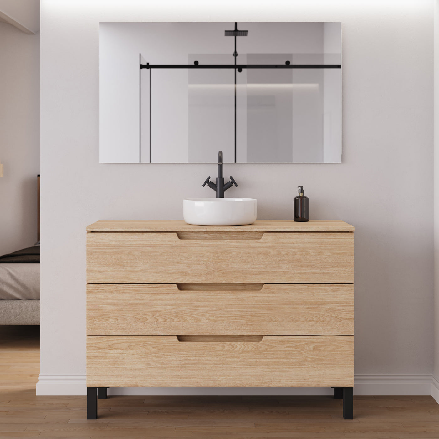 Meuble salle de bain RIZA 120cm roble era vasque ares miroir