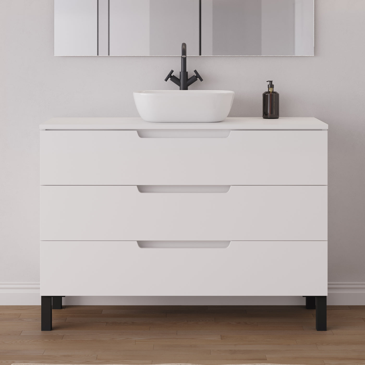 Meuble salle de bain RIZA 120cm blanc vasque zeus
