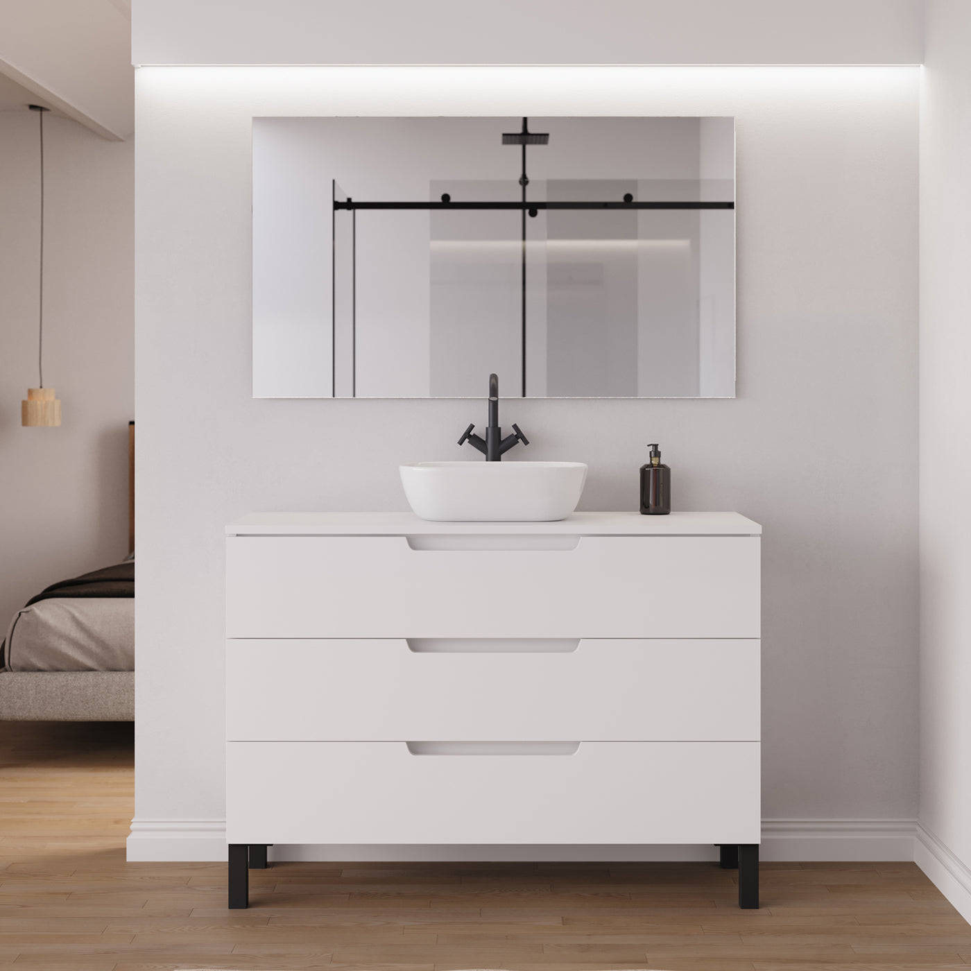 Ambiance meuble salle de bain RIZA 120cm blanc vasque zeus