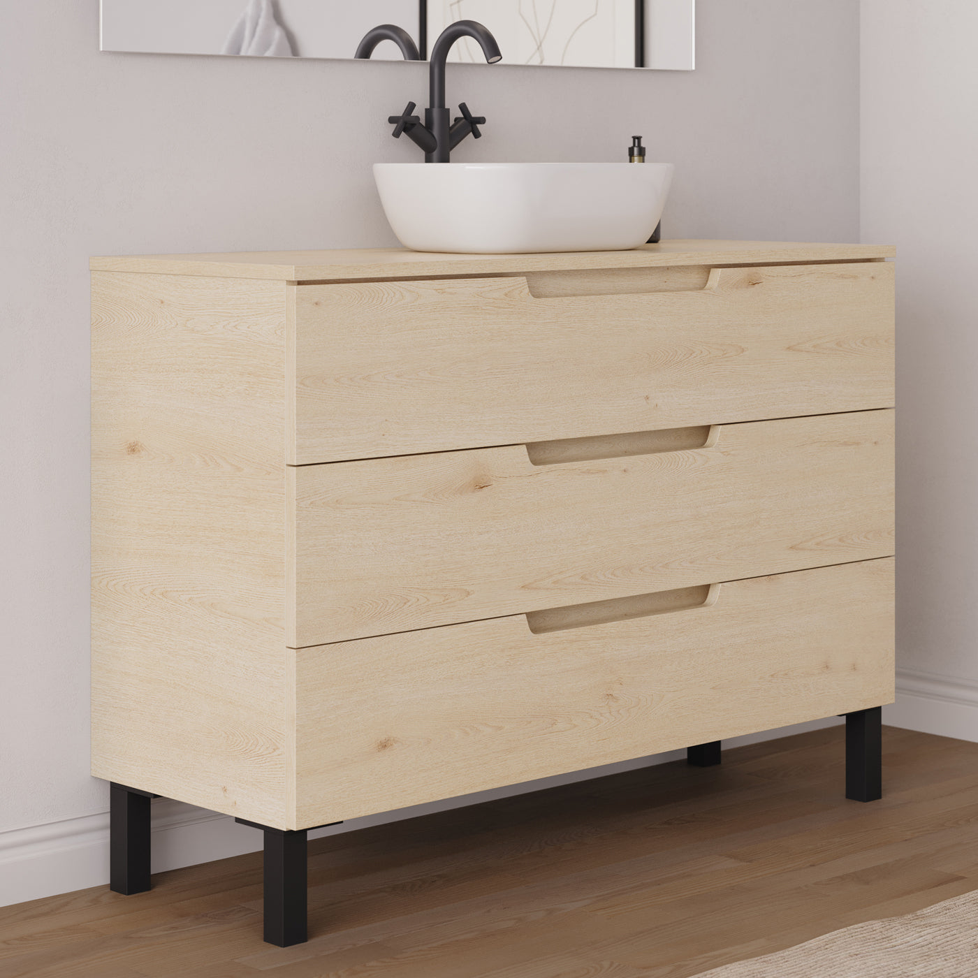 Meuble salle de bain RIZA 120cm calima vasque zeus vue profil