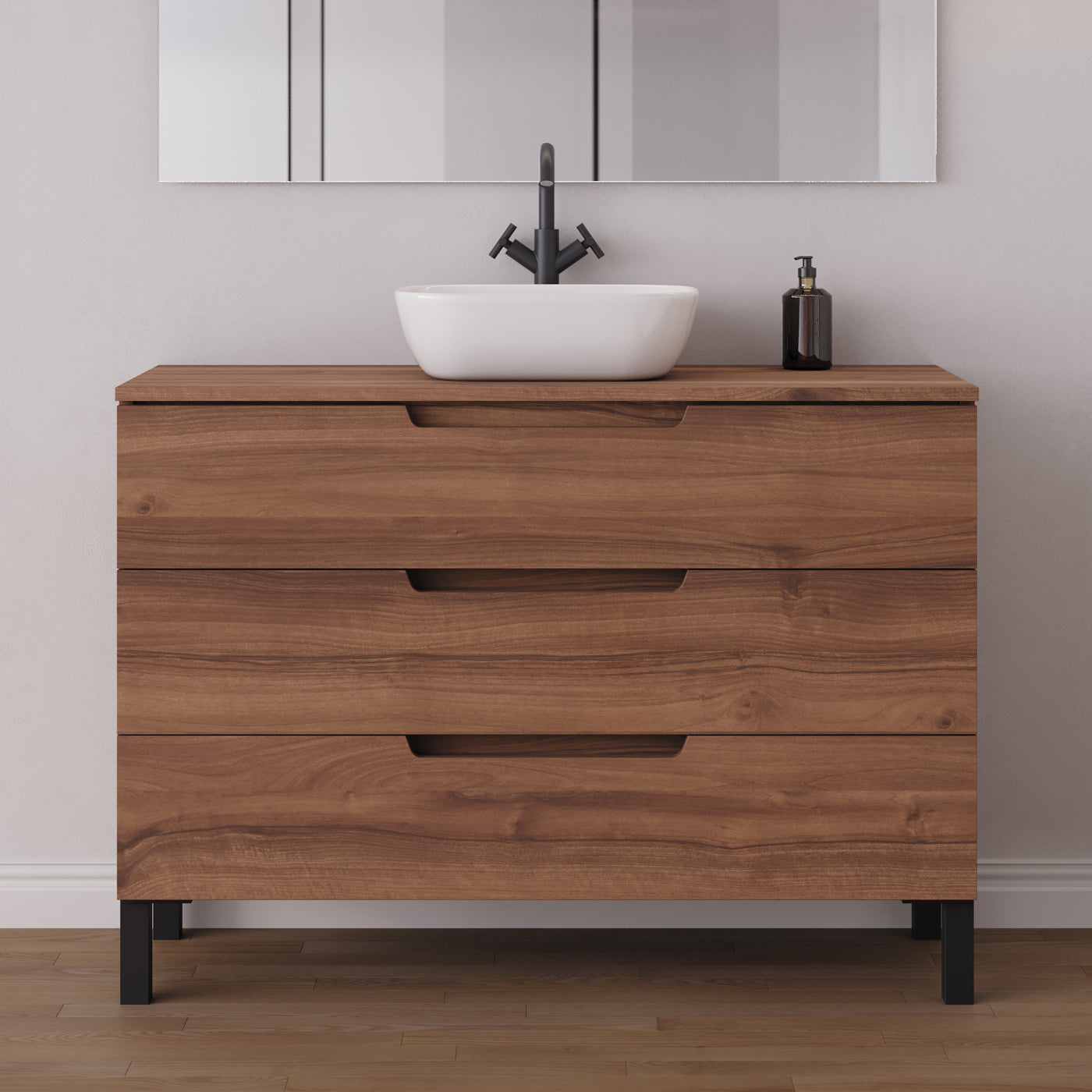 Meuble salle de bain RIZA 120cm noyer vasque zeus