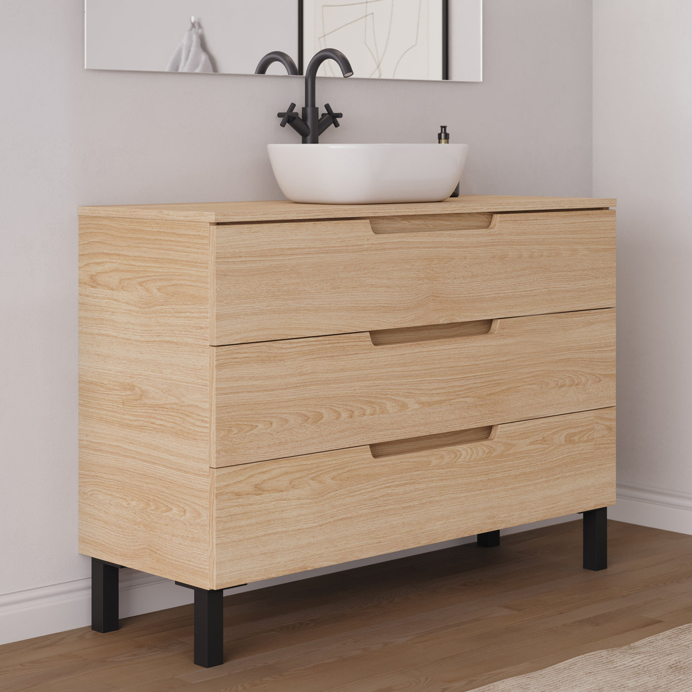 Meuble salle de bain RIZA 120cm roble era vasque zeus vue profil