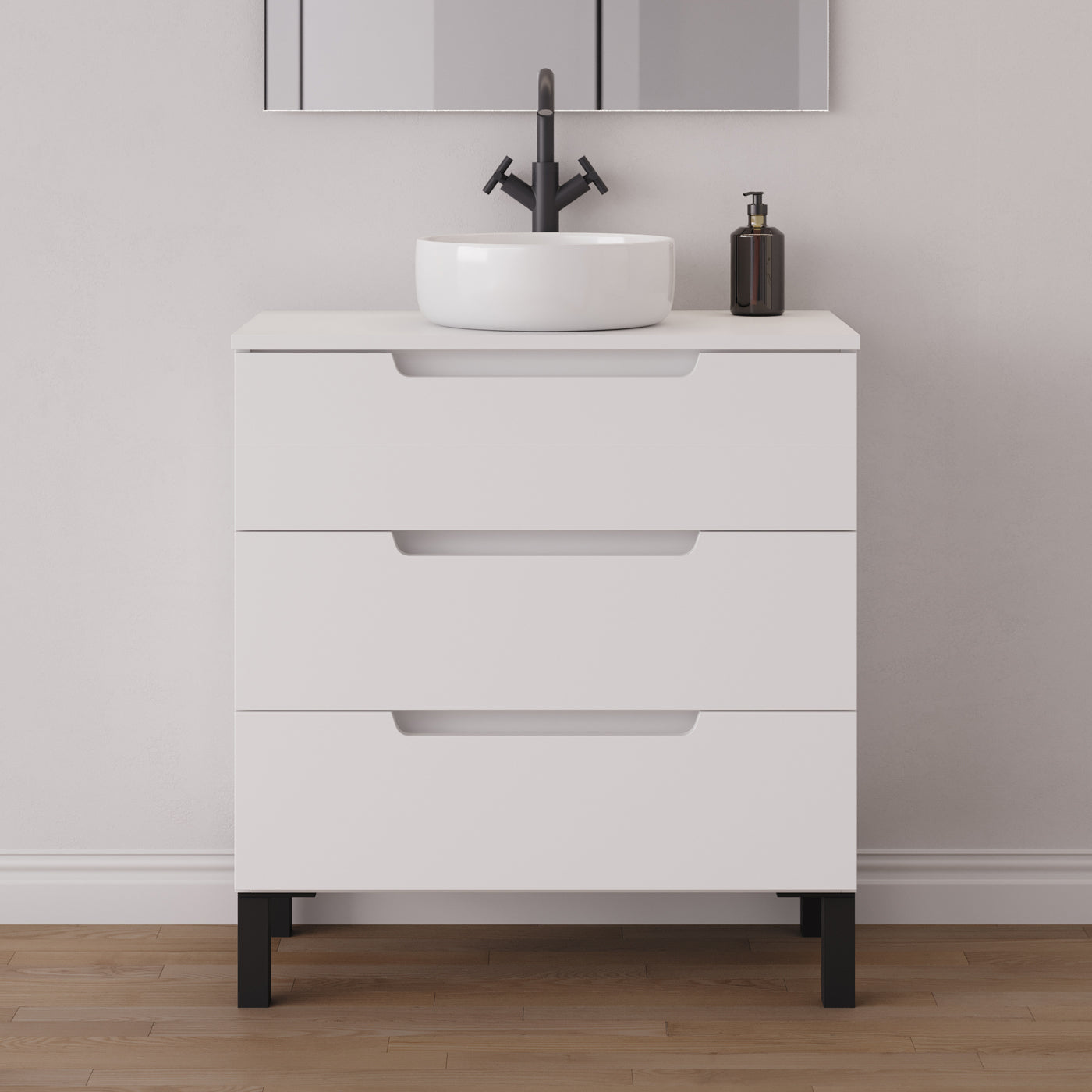 Meuble salle de bain RIZA 80cm blanc vasque ares