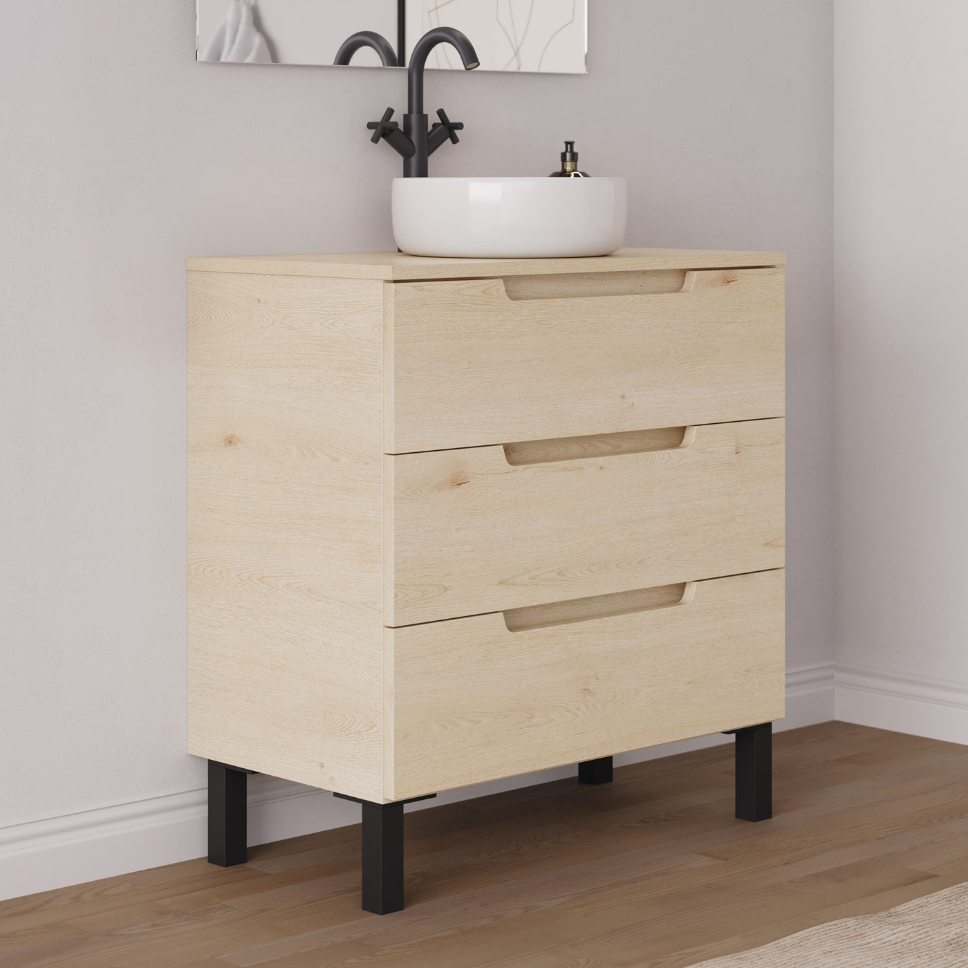 Meuble salle de bain RIZA 80cm calima vasque ares vue profil