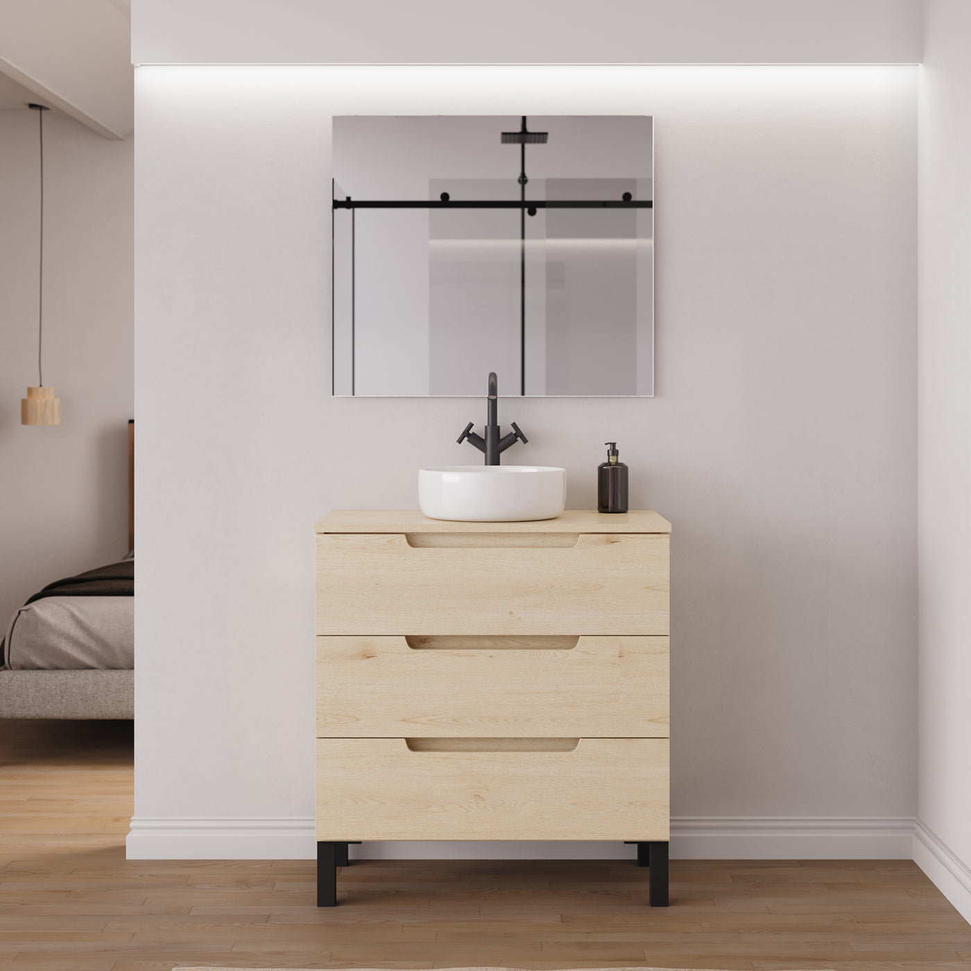 Ambiance meuble salle de bain RIZA 80cm calima vasque ares