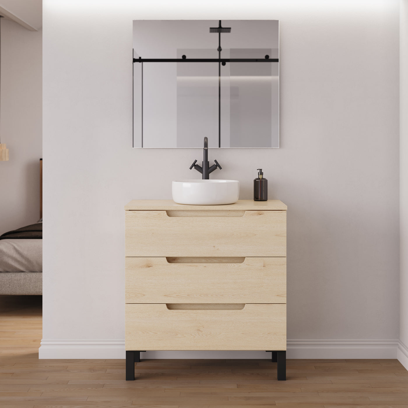 Meuble salle de bain RIZA 80cm calima vasque ares miroir