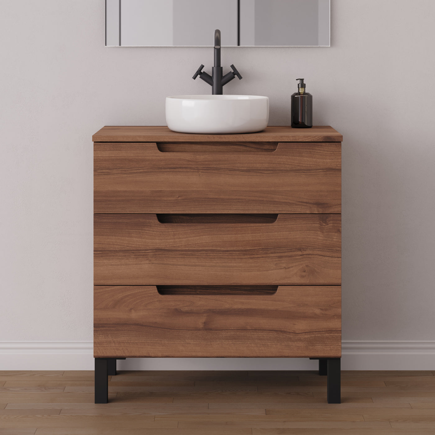 Meuble salle de bain RIZA 80cm noyer vasque ares