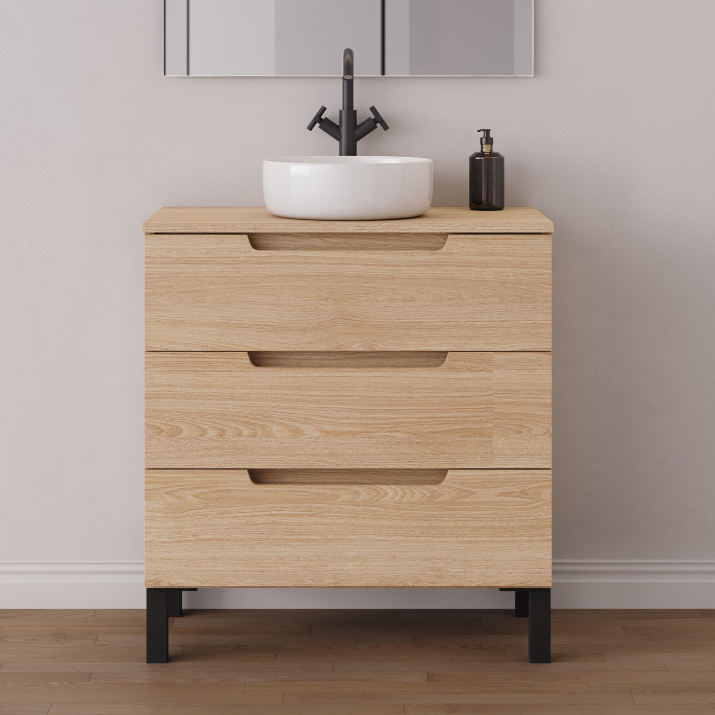Meuble salle de bain RIZA 80cm roble era vasque ares